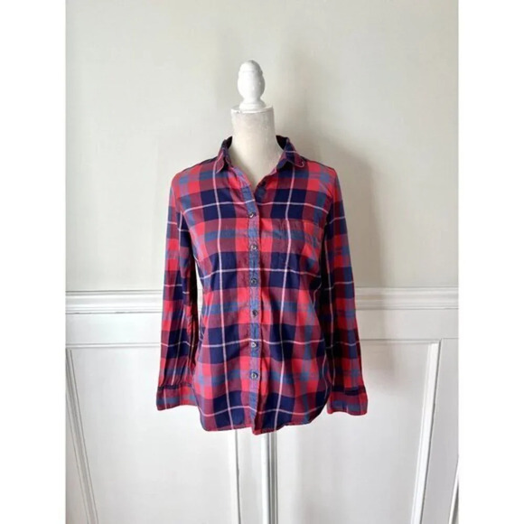 J. Crew Perfect Fit Cotton Button Down Shirt S Red Plaid - Picture 1 of 4